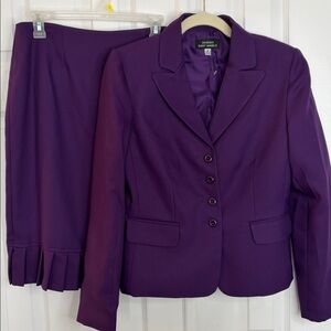 GIORGIO SANT’ANGELO PURPLE SINGLE BREASTED BLAZER & SKIRT SUIT VINTAGE SIZE 8